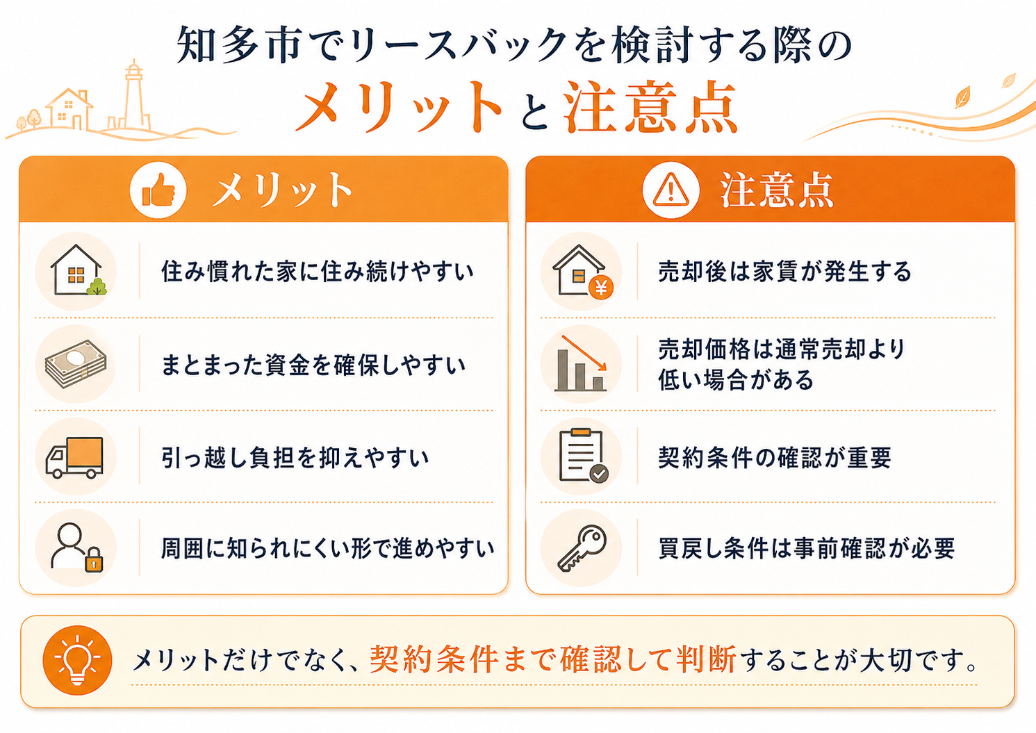 知多市でリースバックを検討する際のメリットと注意点